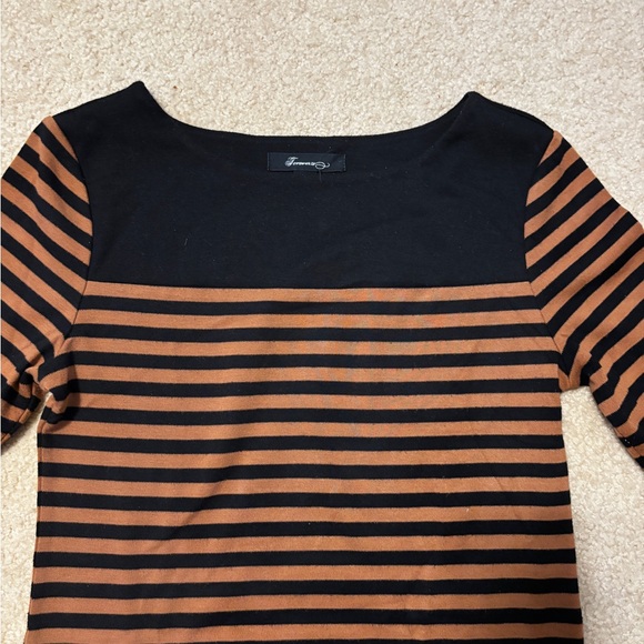 Forever 21 Black and Brown Striped Long Sleeve Dress - Picture 2 of 9